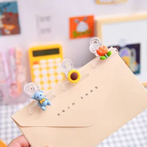 Niedlicher Cartoon Transparenter Kunststoff Binder Clips Kreative Student Testpapier Siegelclips Büro Schreibwaren Frucht Tier