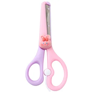 Children Safety Scissors Cute Cartoon Animal Plastic Stainless Steel Portable Handcraft Cutting Tool For School Student