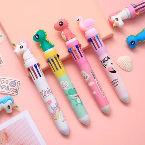 10 Kleuren Schattige Cartoon Balpennnen Multifunctionele Intrekbare Balpennen Student Kantoorartikelen Voor Dagboek