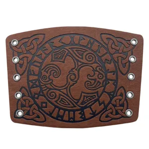 Medieval Viking Odin Raven Embossed Leather Bracer Renaissance Cosplay Arm Guard Vintage Punk Wristband