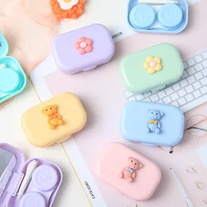 Draagbaar Contactlens Doosje Schattige Macaron Kleur Contactlens Houder Doos met Spiegel en Gereedschapsset voor Vrouwen Meisjes
