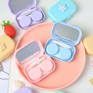 Macaron contactlenzen etui draagbaar schattig cartoon spiegel opbergdoos set mooi