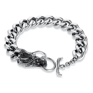 Mannen Retro Drakenkop Ketting Armband Punk Rock Vintage Legering Drakenbot Armband Sieraden