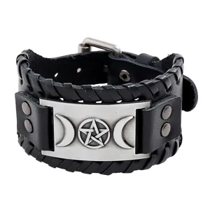 Rétro tressé PU Bracelet en cuir Hommes Femmes Vintage Punk Viking Totem Large Bracelet Gothique Bijoux Cadeau
