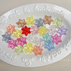 Cuentas Sueltas de Copo de Nieve Acrílico Multicolor Transparente Agujero Pasante Material Colgante Para Manualidades DIY Joyería