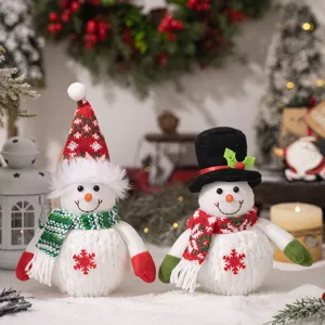 Kerst verlichte sneeuwpop pluche pop ornament bureau decoratie gloeiend vakantie cadeau