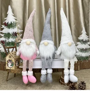 Christmas faceless gnome dolls set Nordic hanging leg plush toys for holiday shelf decor