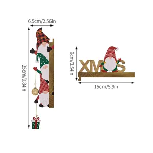 Christmas wooden gnome door corner decoration with size dimensions, festive home decor item.
