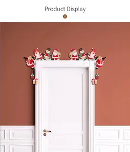 Christmas wooden door frame decoration corner pendant featuring cute Santa and snowman design.
