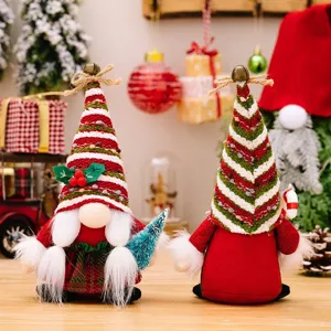 Nordic knitted Santa Claus gnome figurine for Christmas home decoration and holiday display