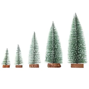 Mini ensemble d'arbres de Noël de table, décoration de vacances en cèdre de neige floqué.