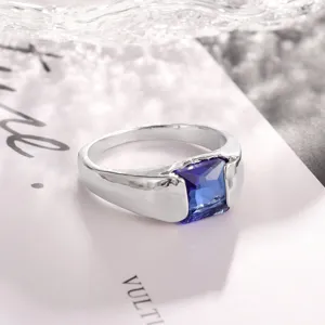 European And American Fashion Trendy Geometric Alloy Ring Square Gemstone Ring For Women And Men Jewelry