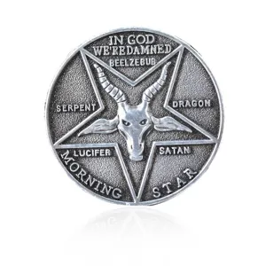 Retrò Lega Moneta Commemorativa Satanica Lucifero Pentagramma Distintivo Antico Metallo Collezionabile Moneta Gotico Gioielli Regalo