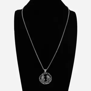 Nordische Wikinger Doppelwolf Anhänger Halskette für Herren, Vintage Legierung Schmuck.