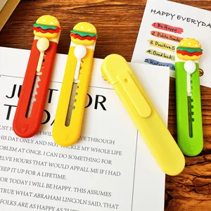 Mignon mini cutter de burger de dessin animé, ouvre-lettre portable et coupe-papier pour étudiants.