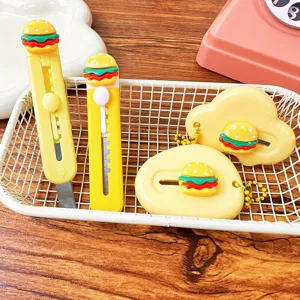 Cutter mignon dessin animé burger portable mini ouvre-colis étudiant journal papier couteau