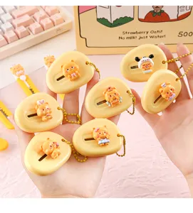 Cute cartoon yellow bear utility knife portable box cutter for student stationery crafting