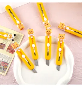 Cute Cartoon Yellow Bear Utility Knife Portable Student Craft Paper Cutter for Daily Use