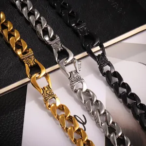 Stiloso elegante bracciale uomo retro in lega totem vintage fibbia 8 oro argento nero.