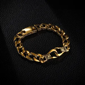 Bracciale a catena in lega con ritratto totem vintage da uomo vista di dettaglio chic