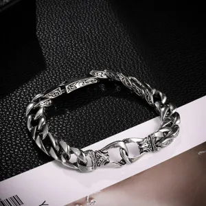 Bracciale catena uomo in lega con ritratto totem retro stile punk vintage gioiello