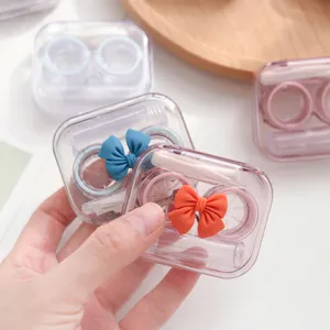 Draagbaar Transparant Contactlens Doosje Schattig Strik Ontwerp Reizen Contactlens Houder Oogzorg Metgezel Doos Organizer