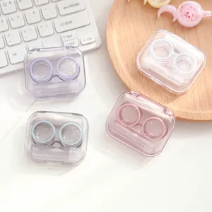 Draagbare transparante contactlens etui set met leuke snoepkleuren voor dagelijkse zorg.