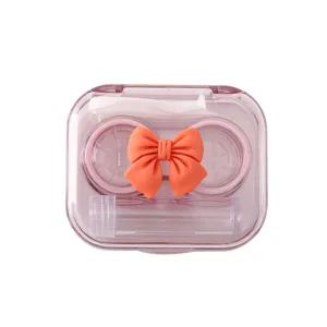Leuke strik contactlens etui draagbare transparante reis doosje voor dagelijks gebruik
