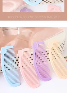 Mini cartoon heart hair comb portable cute sweet student travel hair styling tool pink blue