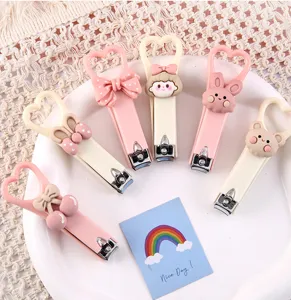 Cute cartoon mini nail clipper set with heart bow and animal designs for home daily nail care