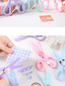 Cute kids safety craft scissors with cartoon animal charms for scrapbooking and cutting paper