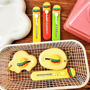 Couteau utilitaire mignon de dessin animé de hamburger mini coupe-boîte d'étudiant papier.