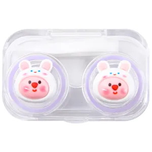 Custodia per Lenti a Contatto Trasparente con Cartone Animato Carino Portatile Doppia Scatola
