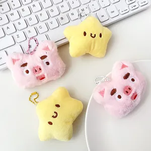 Portachiavi in peluche con stella e maialino di cartone animato ciondolo per zaino carino