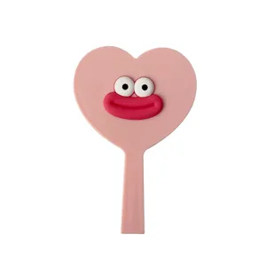 Cute Heart Shaped Big Mouth Makeup Mirror Cartoon Handheld Vanity Mirror Portable Plastic Cosmetic Mirror For Women