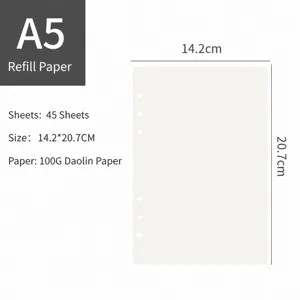 Carta di ricambio per raccoglitore A5 pagine interne per notebook vuote 45 fogli
