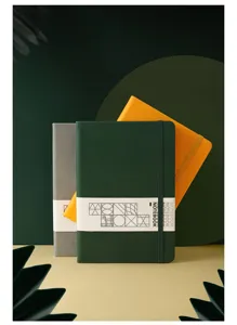 Taccuino aziendale con copertina rigida A5 con fascia elastica e fascetta di carta scuola
