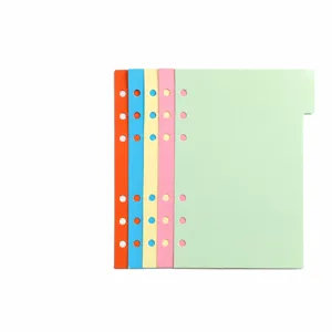 Fogli separatori A5 per raccoglitore, pagine indice multicolore in carta speciale.