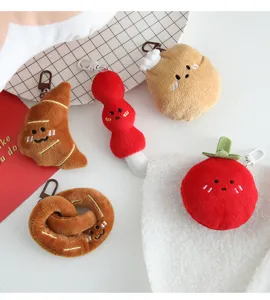 Schattige tekenfilm groente brood pluche sleutelhanger, zachte pop tas hanger accessoire.