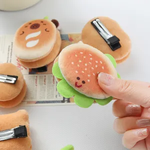 Mignon Simulation Nourriture Peluche Pince à Cheveux Cartoon Toast Biscuit Burger Épingle à Cheveux Doux Accessoires Cheveux Femmes