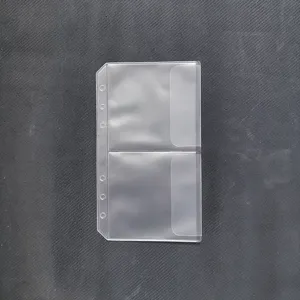 Clear PVC A6 6-ring binder pocket detail, designed for holding cards, tickets and bills.