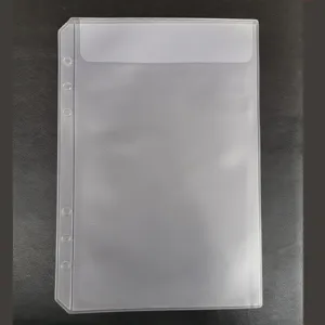 Detailed view of the A6 6-hole translucent frosted PVC binder zipper pocket for organizer refill.