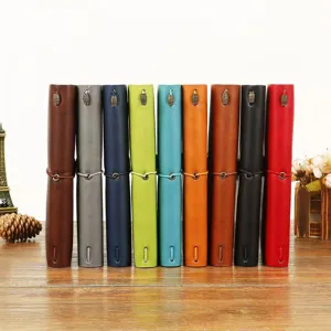 A6 carnet en cuir vintage journal de voyage agenda portable avec bande elastique et charm.