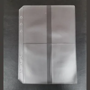 Clear 4-pocket 6-ring binder refill pages for A6 loose-leaf planners and card storage.