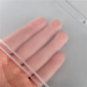 A6 PVC binder zipper pouch detail showing frosted transparent material texture and zipclosure.