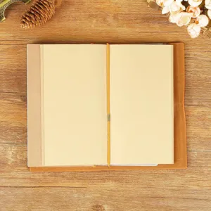 Carnet en Cuir Vintage A6 Journal de Voyage Agenda Portable avec Fermeture Élastique