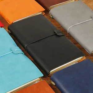 Carnet de notes vintage A6 avec bande élastique journal intime en cuir PU agenda portable