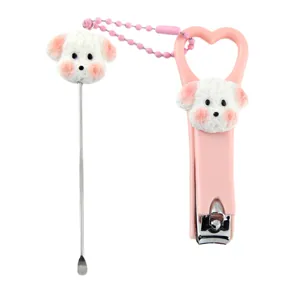 Simpatico Tagliaunghie per Cuccioli di Cartone Animato e Set Pulisci Orecchie Portatile Forbici per Unghie Antischizzo Strumento per Manicure per Studenti