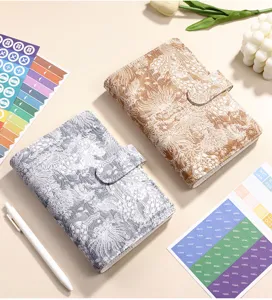 Set di agenda tascabile con copertina jacquard vintage, adesivi e penna per appunti personali