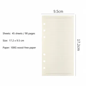 Ricarica Agenda A6 Righe Fogli Mobili 6 Fori 100G Carta Dowling 45 Fogli 90 Pagine Notes